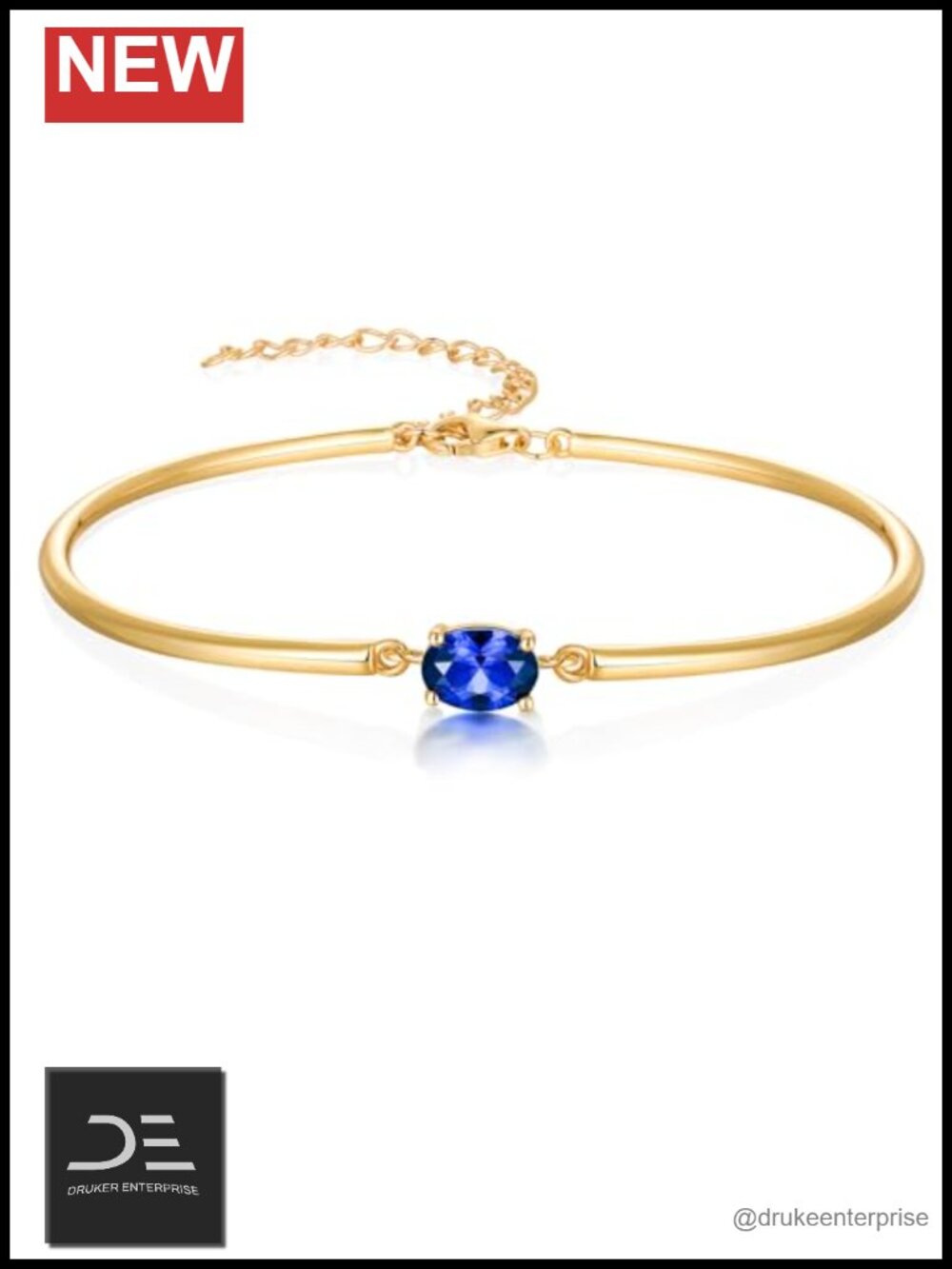 1ct Oval Cuff Bracelet Adjustable Bangle 925 Sterling Silver 14K Gold Plated